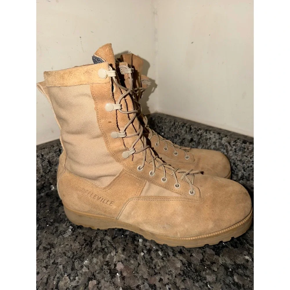 Belleville Tan Suede Nylon Tactical Combat Boot Vibram Size 12 W